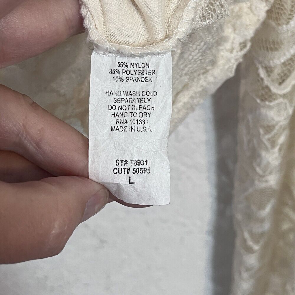 Vintage Y2K Lacey Top Women Large Feminine Ivory Coquette Bridgerton USA Made - Picture 5 of 8